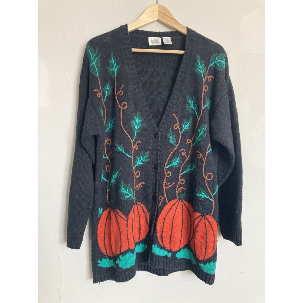 Vintage Jason Maxwell Pumpkin Cardigan MEDIUM Long Line Cotton Ramie